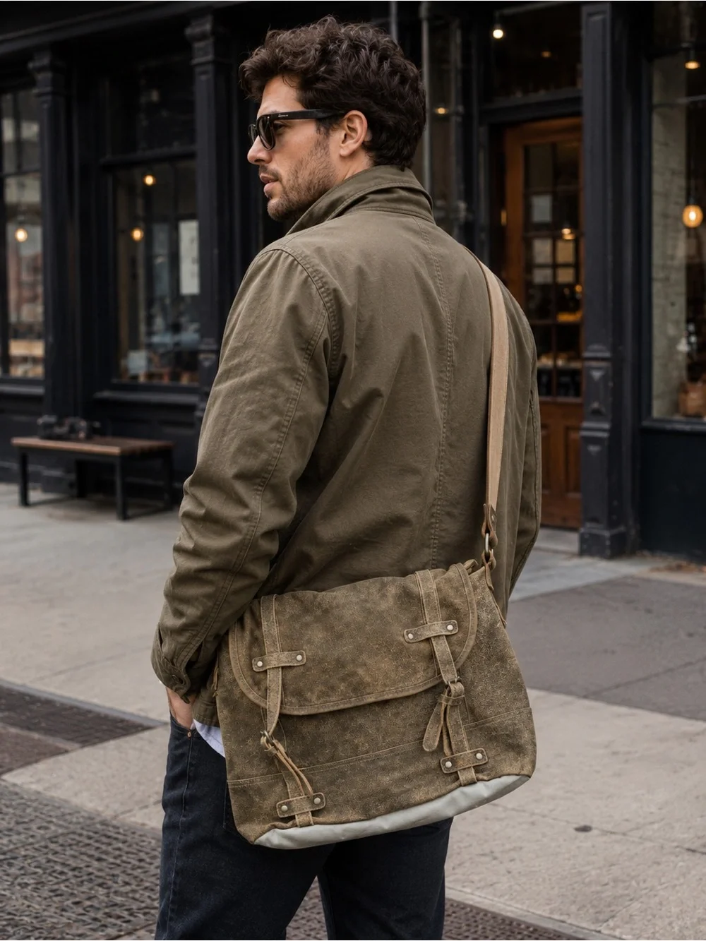 The Territory Ahead Brown Leather Canvas‎ Crossbody Messenger Computer Bag